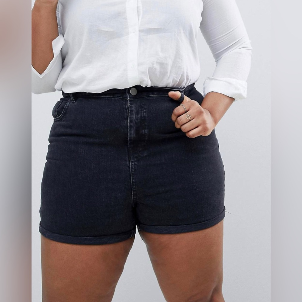 ASOS denim black mom shorts